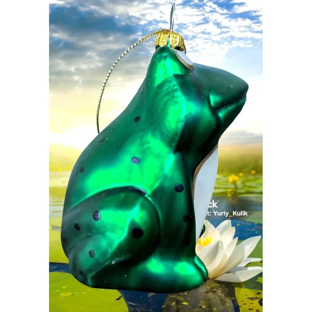VTG Frog Ornament Glass Prince Kermit Christmas Holiday Birthday Girlfriend Gift